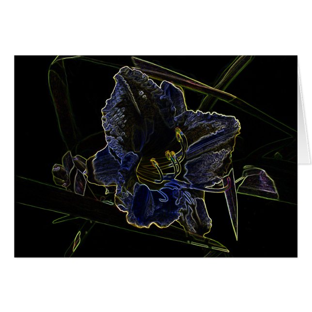 Blomma för neonglödDaylily Hälsningskort (Framsidan Horizontal)
