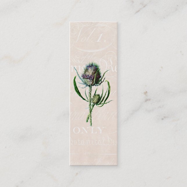Blomma för vild för skotsk Thistle för vintage Mini Visitkort (Framsida)