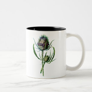 Blomma för vild för skotsk Thistle för vintage Två-Tonad Mugg