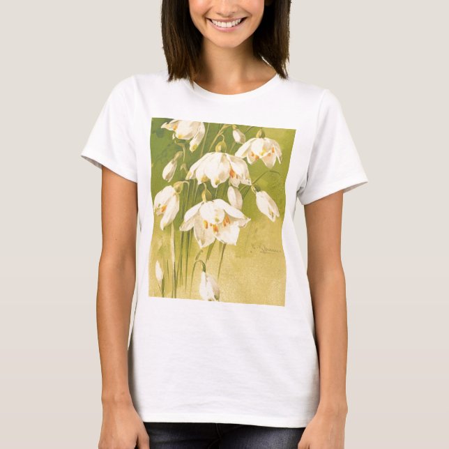 Blomma för vintagevitliljekonvalj tee (Framsida)