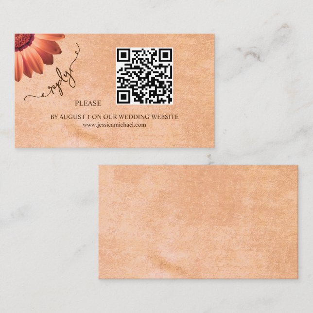 Blomma Gerbera på Abstrakt färsk Wedding Tilläggskort (Fram/baksida)