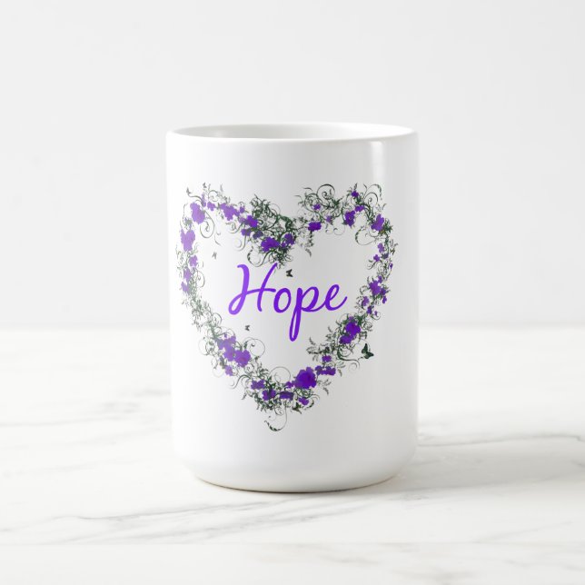 Blomma hjärta av hopp den 15 uns Ringermuggen Mugg (Center)