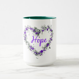 Blomma hjärta av hopp den 15 uns Ringermuggen Mugg