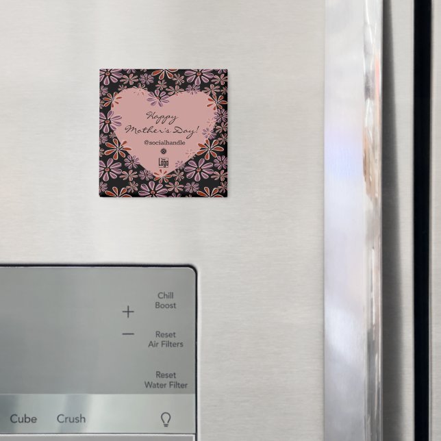 Blomma Hjärta Gott Mors Dag Logotyp Socialt Magnet (In Situ (Fridge))