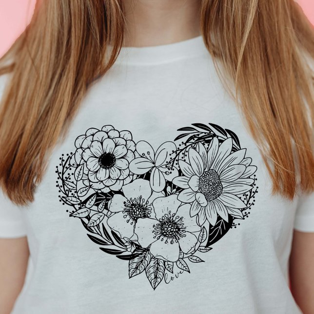 Blomma Hjärta Kärlek T Shirt (Skapare uppladdad)