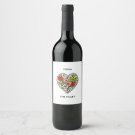 blomma hjärta vin etiketter
