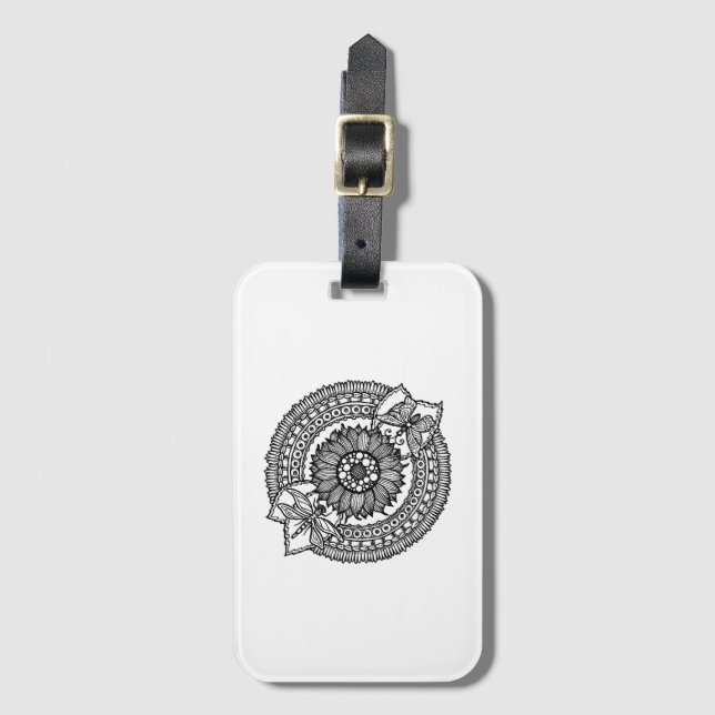 Blomma i Mandala Bagagebricka (Framsida vertikal)