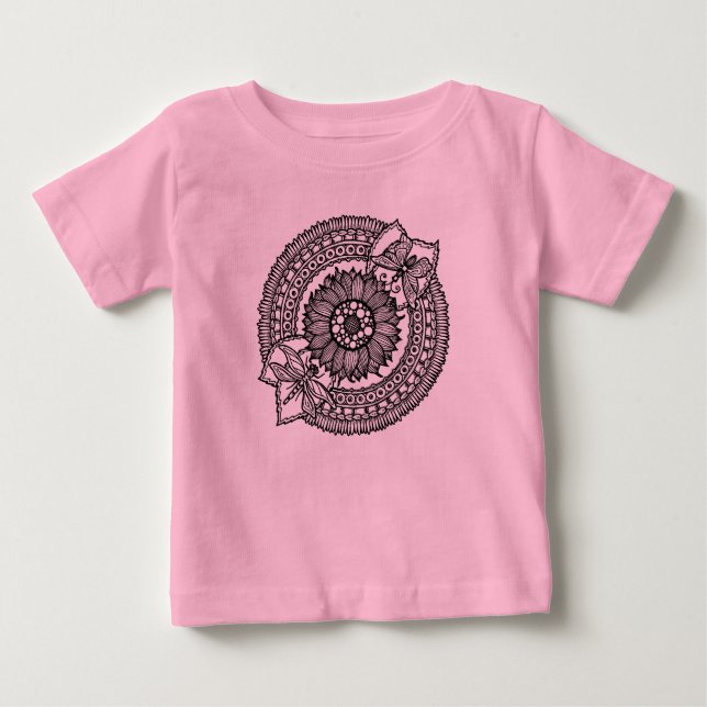 Blomma i Mandala Tee Shirt (Framsida)