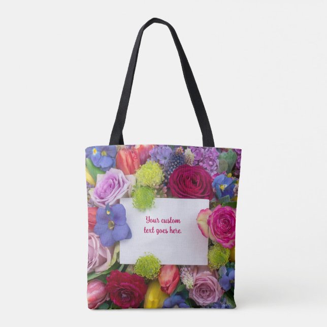 Blomma Inramad Snygga Rosor Textlåda Anpassad Tygkasse (Baksida)
