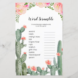 Blomma Kaktus Akvarell Ordbok Blandningsspel