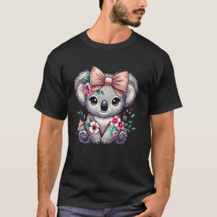 Blomma Koala Björn Blomma Bow Söt Koala Älskare Kv T Shirt