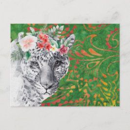 Blomma Leopard Djungel Batik Vykort