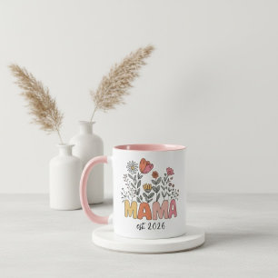 Blomma Mamma Est År Vildblomsdesign Mugg
