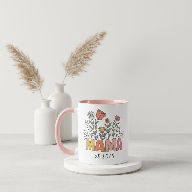 Blomma Mamma Est År Vildblomsdesign Mugg (Skapare uppladdad)