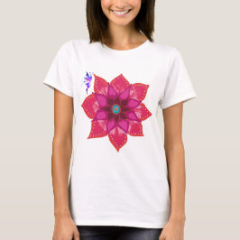 Blomma Mandala Fe Mössa T-Shirt, Vit Tee Shirt