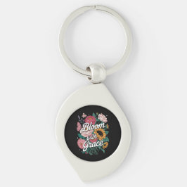 Blomma Med Grace Swirl Silverfärgad Nyckelring