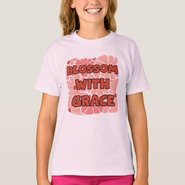 blomma med nåd rosa vildblomma t shirt (Framsida)