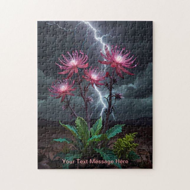Blomma mitt i blixtstormen pussel (Vertikal)