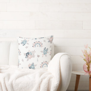 Blomma Och Boho Sömlöst Mönster Kudde