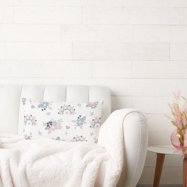 Blomma Och Boho Sömlöst Mönster  Lumbarkudde (Soffa)
