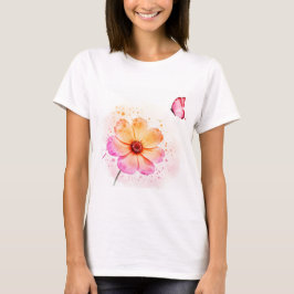 Blomma och en fjäril t shirt