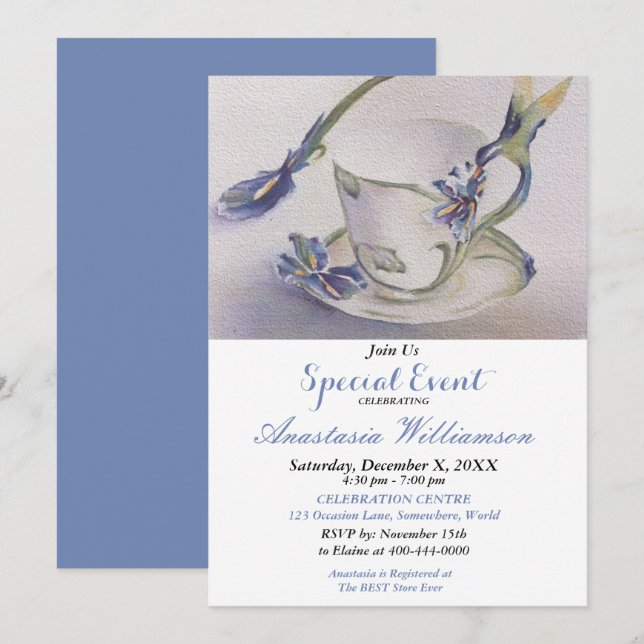 BLOMMA OCH FÅGEL FESTLIGHÅLLNINGS INVITATION INBJUDNINGAR (Fram/baksida)