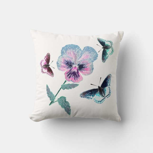 Blomma och fjärilar. kudde (Framsida)