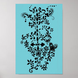 Blomma och fjärilsdandydoodle poster