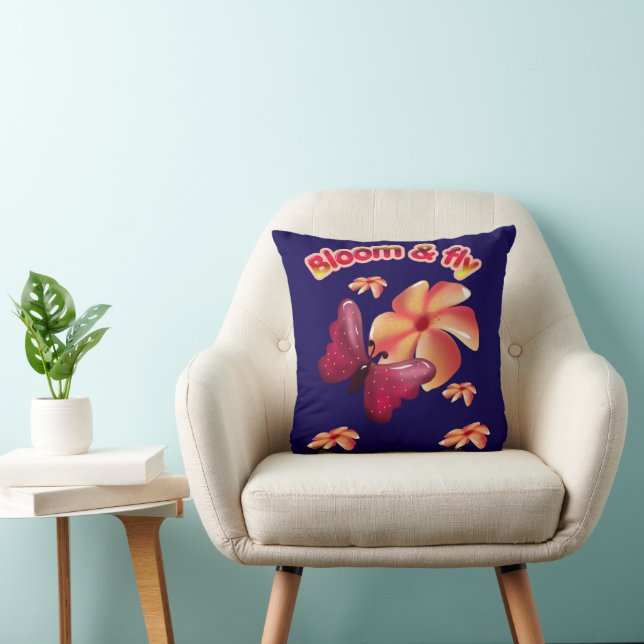 Blomma och Flyg Fjäril Blomma Estetisk Söt Inspire Kudde (Stol)