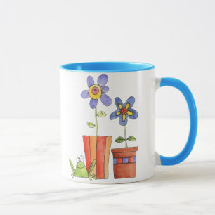 Blomma- och grodamugg mugg