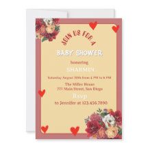 Blomma och hjärta Baby Shower-inbjudan