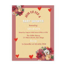 Blomma och hjärta Baby Shower-inbjudan