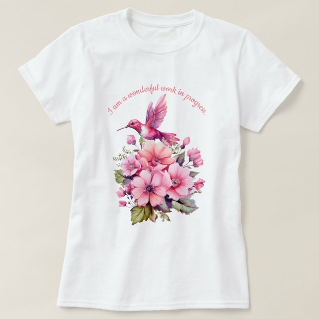 blomma och humming av fågel t shirt (Design framsida)