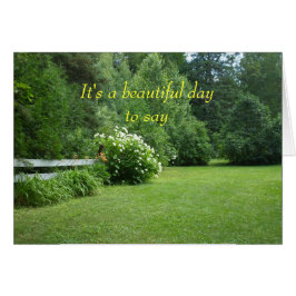 Blomma- och trädgräsmattaplats hälsningskort