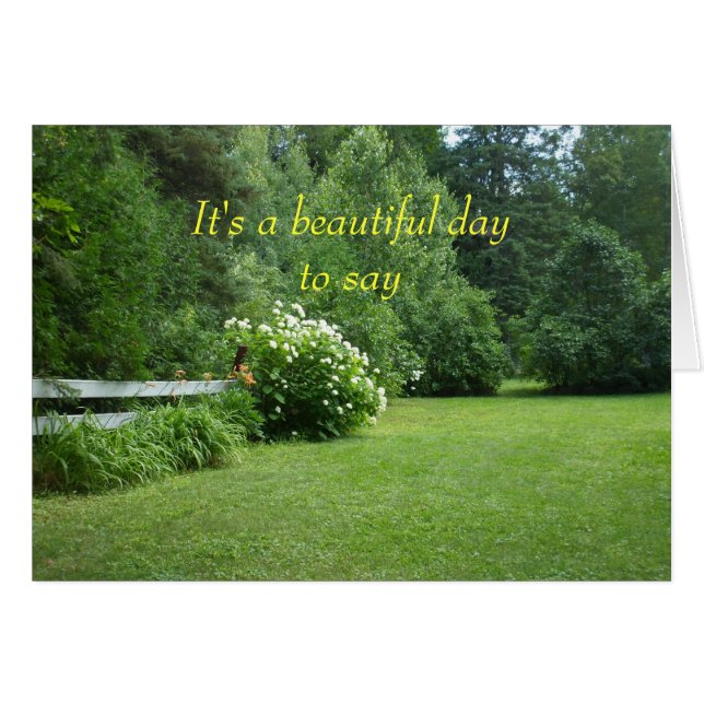 Blomma- och trädgräsmattaplats hälsningskort (Framsidan Horizontal)