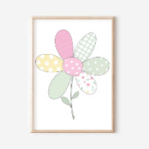 Blomma på vit bakgrund Quilt Art Print Set