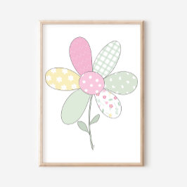 Blomma på vit bakgrund Quilt Art Print Set Poster