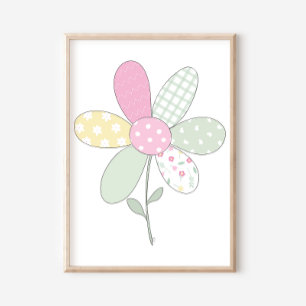 Blomma på vit bakgrund Quilt Art Print Set Poster