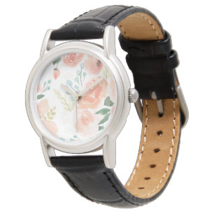 Blomma pastellfärgad persika för fröjd armbandsur