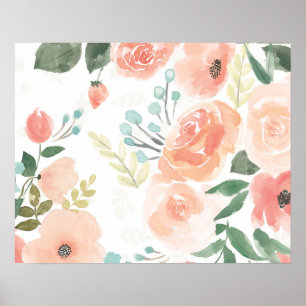 Blomma pastellfärgad persika för fröjd poster
