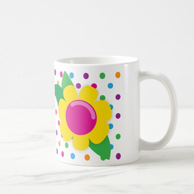 Blomma & polka dots kaffemugg (Höger)