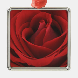 Blomma röd ros julgransprydnad metall