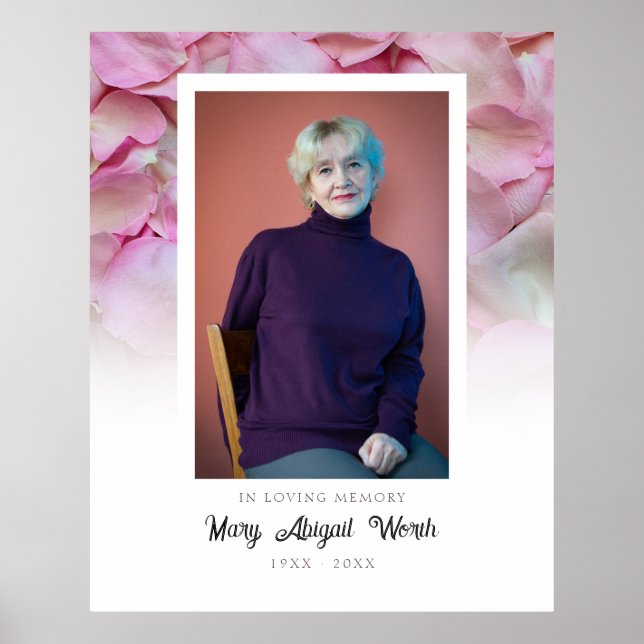 BLOMMA ROSA KORtblad I KÄRLEK MINNES POSTER (Framsidan)