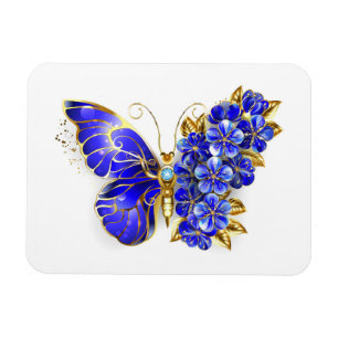 Blomma Safir Fjäril Magnet
