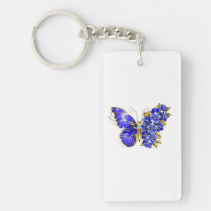 Blomma Safir Fjäril Nyckelring
