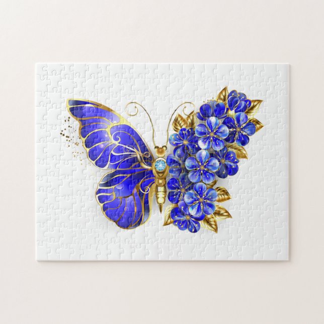 Blomma Safir Fjäril Pussel (Horisontell)