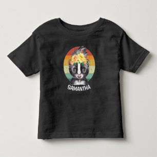 Blomma Skunk Solnedgång Blå Vit Namn T Shirt
