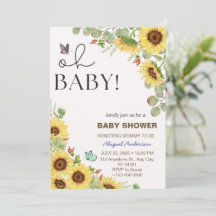 Blomma Sol Blommiga Flickor Baby Shower Inbjudning