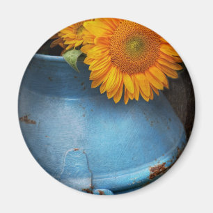 Blomma - solros - lite blåttsolsken magnet