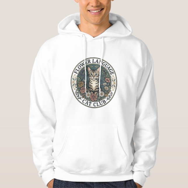 Blomma Språk Katt Katt Grafisk Tee Konst - Blomma  Hoodie (Framsida)